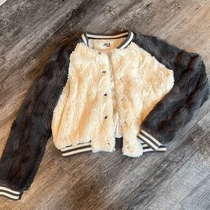 Jack by BB Dakota Cropped Faux Fur Bomber Jacket size M
